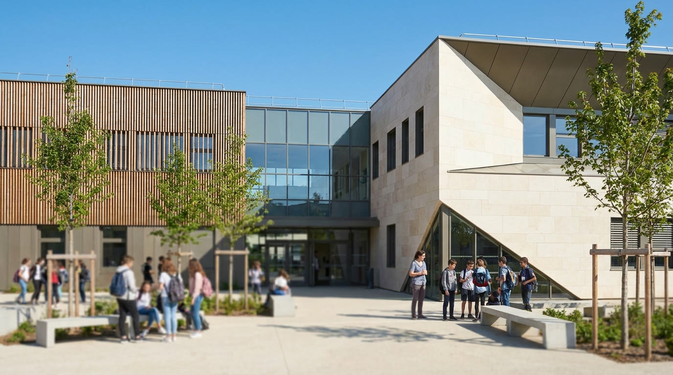 Groupe scolaire d'une collectivité dont l'eau chaude sanitaire est surveillée par le carnet sanitaire numérique Aquatycia